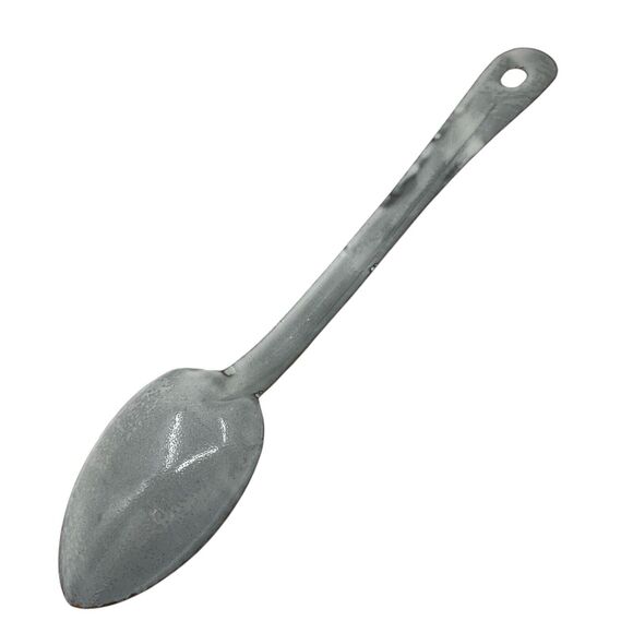 Vintage Gray Graniteware Spoon Large Farmhouse Kitchen Cookware Serving - Picture 5 of 7